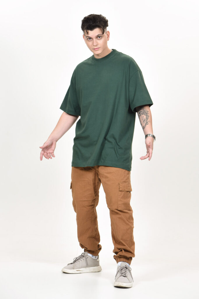 Camiseta Oversized Everyday Básica Verde Hunter